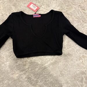 Black Cropped Long Sleeve Top